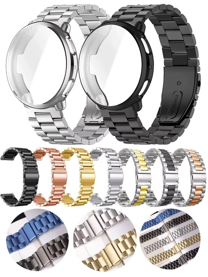 Amazfit Edelstahlarmband mit Hülle und TPU-Displayschutzfolie, Schwarz - Bild 4