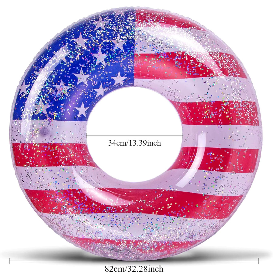 Sparkling American Flag Inflatable Swimming Ring, UV-Resistant, Pool Float - Bild 5