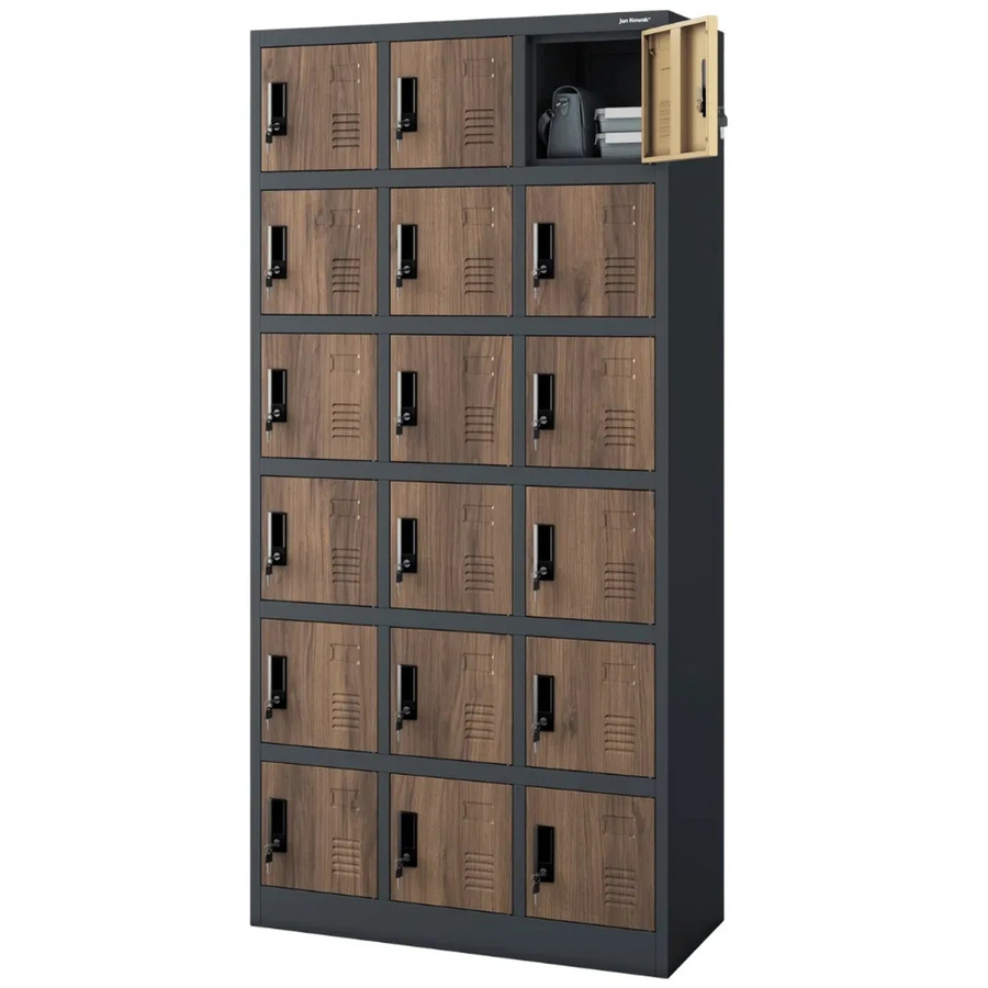 JAN NOWAK Schließfachschrank KAROL mit 18 Fächern, Anthrazit-Braun, H x B x T: 185 x 90 x 40 cm - Bild 2