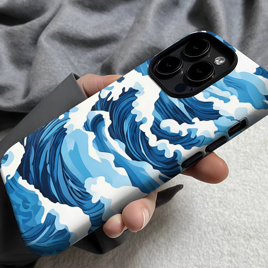 Casegame Matte Bumper Schutzhülle mit MagSafe für iPhone 17 16 15 14 13 Pro Max, Stoßfeste PC Hülle, Blaue Ozeanwellen - Bild 5