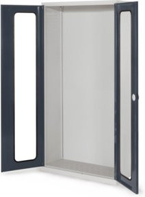 Kappes Systemschrank Leergehäuse Serie 400 mit Sichtfenstertüren aus Stahlblech, Farbe: Grau, B/T/H: 100 x 41 x 195 cm - Bild 1