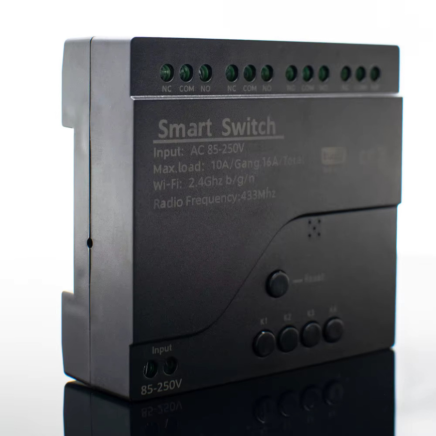 Tuya WLAN Smart Switch 4-Kanal Relais-Steuerung in Schwarz zur Hausautomation kompatibel mit Amazon Alexa und Google Assistant - Bild 2
