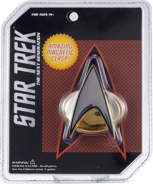 Star Trek The Next Generation Kostüm Magnetischer Communicator Abzeichen Anstecker, Metallfigur, Grau, ab 14 Jahren - Bild 1