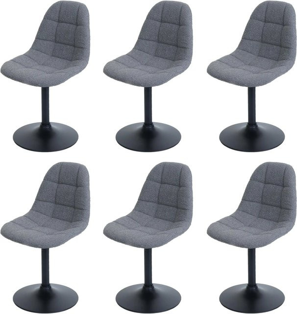 6er-Set MCW Esszimmerstühle A60 Drehstühle aus Stahl mit Bouclé-Stoff in Dunkelgrau - Bild 2