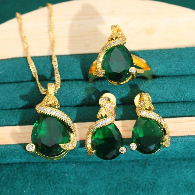 YIRAN Jewelry Schmuckset, Kupfer, Gold, Zirkonia, Unisex - Bild 1