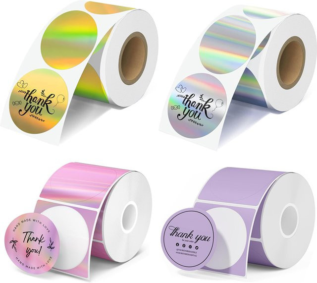 MrLabel Selbstklebende runde Etiketten aus Papier in Weiß oder Transparent für M110 M220 M200 M120 zum DIY-Logo-Design und für QR-Codes - Bild 1