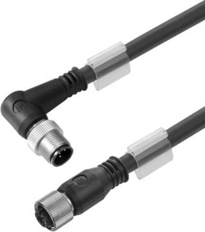 Weidmüller Sensor-Aktor-Steckverbinder M12 Stecker gewinkelt und Buchse gerade Schwarz 10,00 m - Bild 1