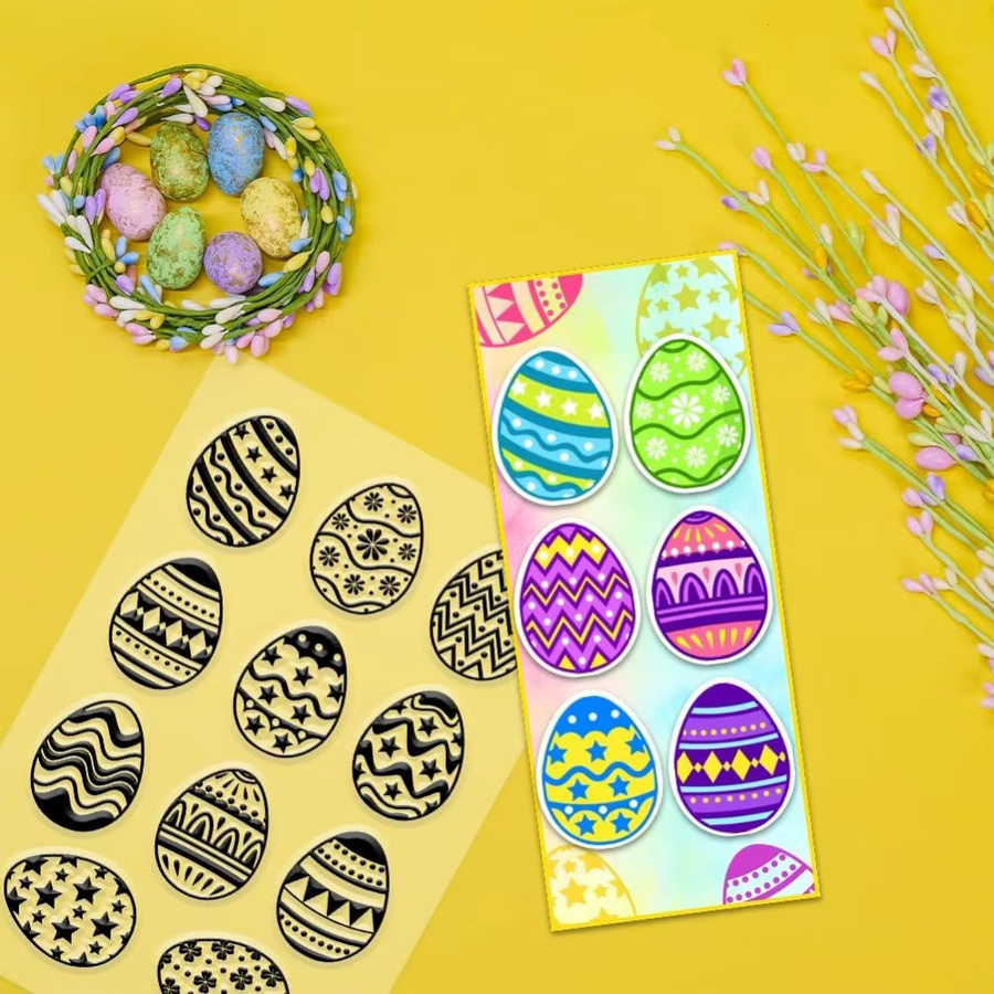 Transparenter Silikonstempel mit Graffiti-Eiern für Scrapbooking und Einladungskarten - Bild 4