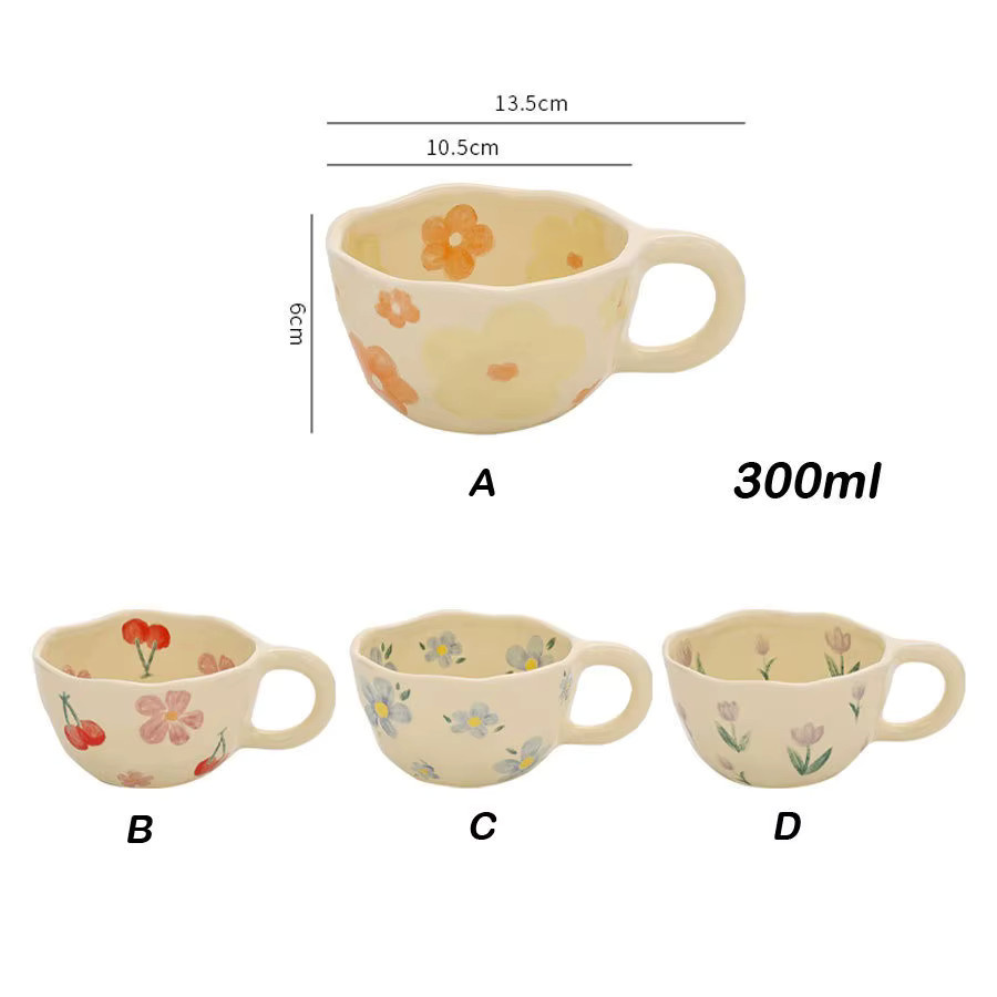 JUSTINLAU Keramiktasse mit floralem Design in Blau und Multicolour, handgefertigte Kaffeetasse, 300 ml - Bild 3