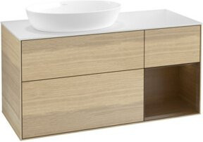 V&B Waschtischunterschrank Finion Wandbeleuchtung in Weiß und Eiche, Breite: 120 cm, Tiefe: 50,1 cm, Höhe: 50,1 cm - Bild 1