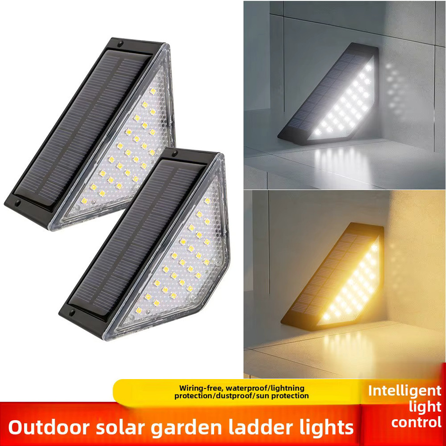QHSPE Solar-Treppenleuchten für den Außenbereich mit automatischer Dimmung, moderne Stufenlampe für Garten und Terrasse, Weiß oder Schwarz, B/T/H: 10,5 x 6,0 x 4,7 cm - Bild 3