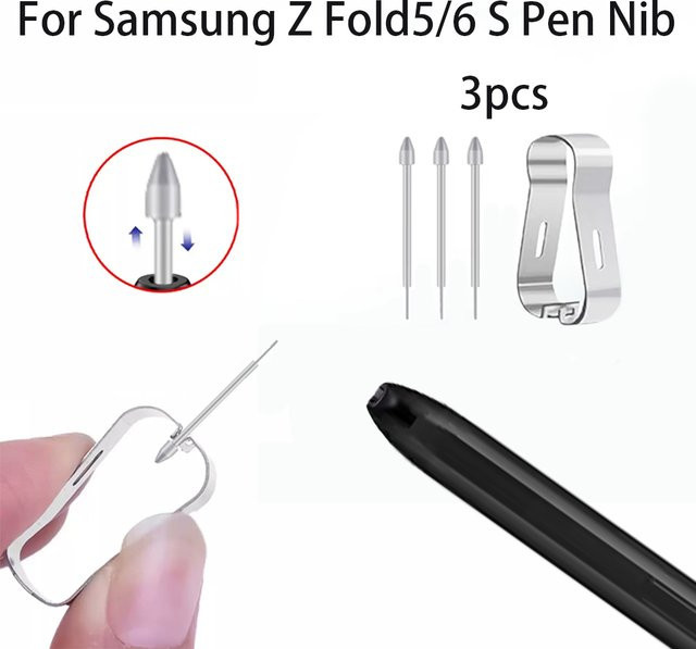 Graue Ersatzspitzen für Samsung Galaxy Z Fold 5 und Z Fold 6 Stylus S Pen mit Metallclip - Bild 1