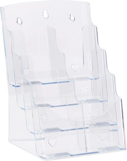 Relaxdays Prospekthalter aus Acryl in Transparent für A4 und DIN Lang mit 4 Etagen, B: 35 cm, T: 24,5 cm, H: 24 cm - Bild 1