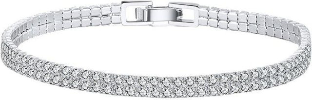 Armband Tennisball Gliederkette 925 Silber, Weiß, Zirkonia, Damen, 16,5 cm - Bild 1