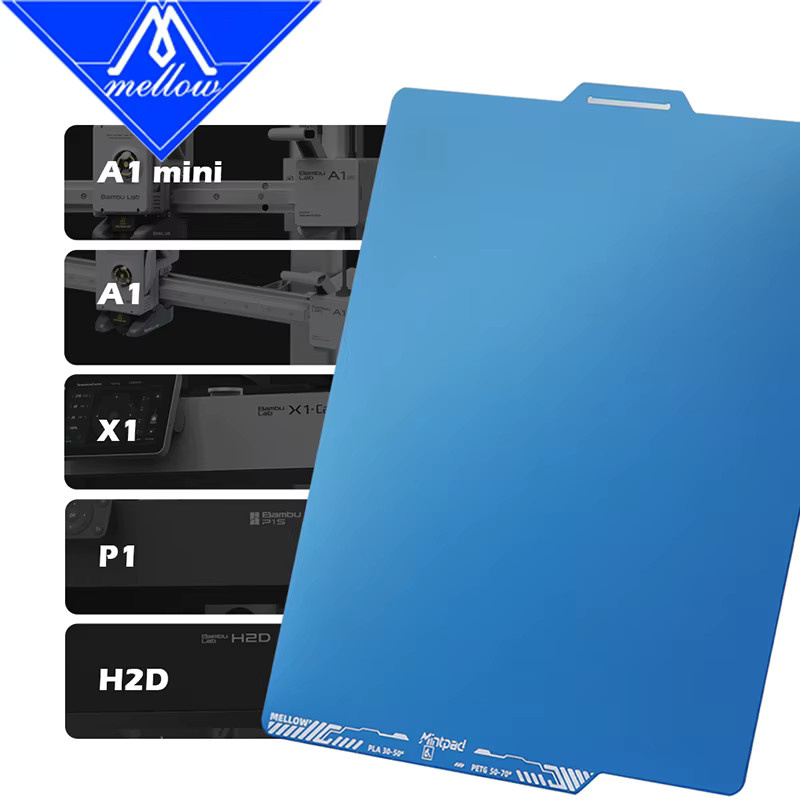 Mellow MintPad Kühlplatten-Bauplatte für Bambu Lab X1 P1 A1 H2D, doppelseitiges flexibles Druckbett in Blau - Bild 2