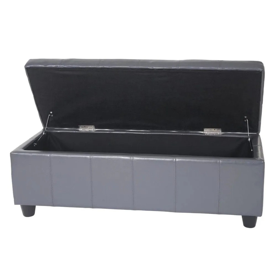 MCW Aufbewahrungs-Truhe Sitzbank Arezzo aus Leder und Kunstleder, Grau, B/T/H: 112 x 45 x 45 cm - Bild 3