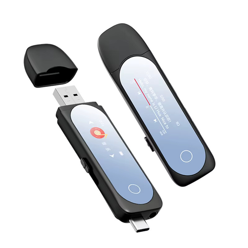 Famue BF05 MP3-Player mit Bluetooth 5.4 und Clip-On Funktion, USB-A und USB-C Anschluss, Schwarz - Bild 2