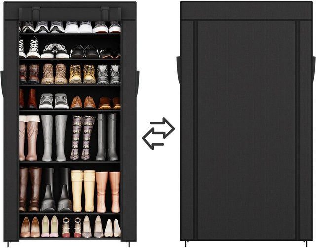 Sekey Stoffschrank Schuhschrank mit 9 Ebenen aus Vliesstoff und Metallrohren in Schwarz, Breite: 85 cm - Bild 1
