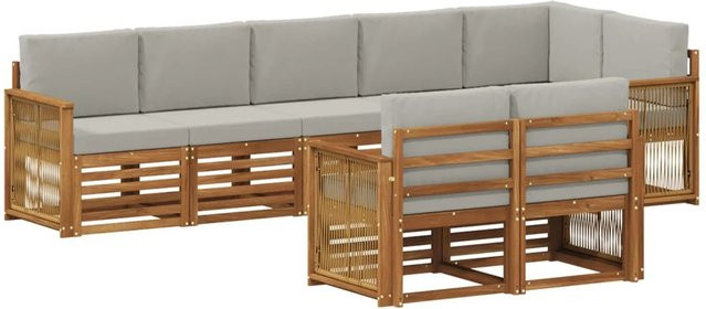 vidaXL Sofagarnitur aus Massivholz Akazie im modernen Latten-Design mit Armlehnen - Bild 1