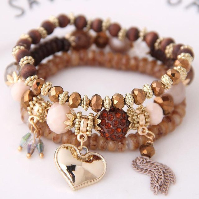 Armband, mehrschichtig, Perle, Harz, Gold, Damen - Bild 1