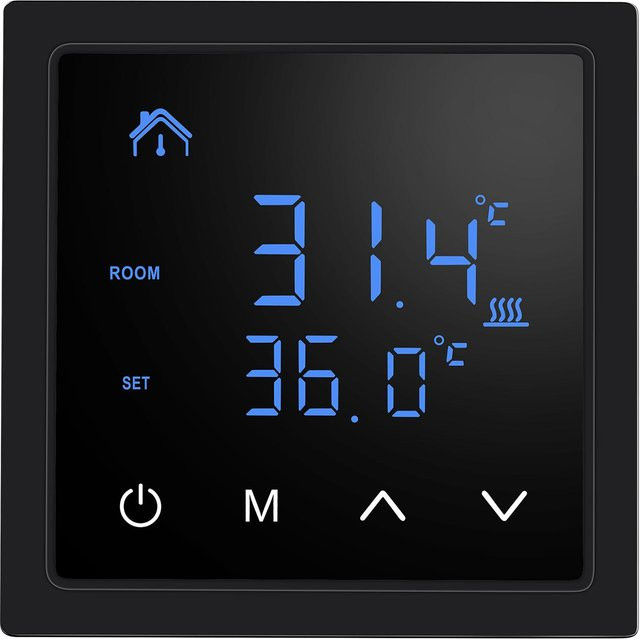 Igeteck Smart Thermostat 16A Fußbodenheizung Temperaturregler mit LED-Touchscreen in Schwarz - Bild 1