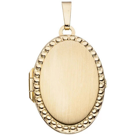 Colfem Medaillon Anhänger, oval, 333 Gelbgold, mattiert, Unisex - Bild 1