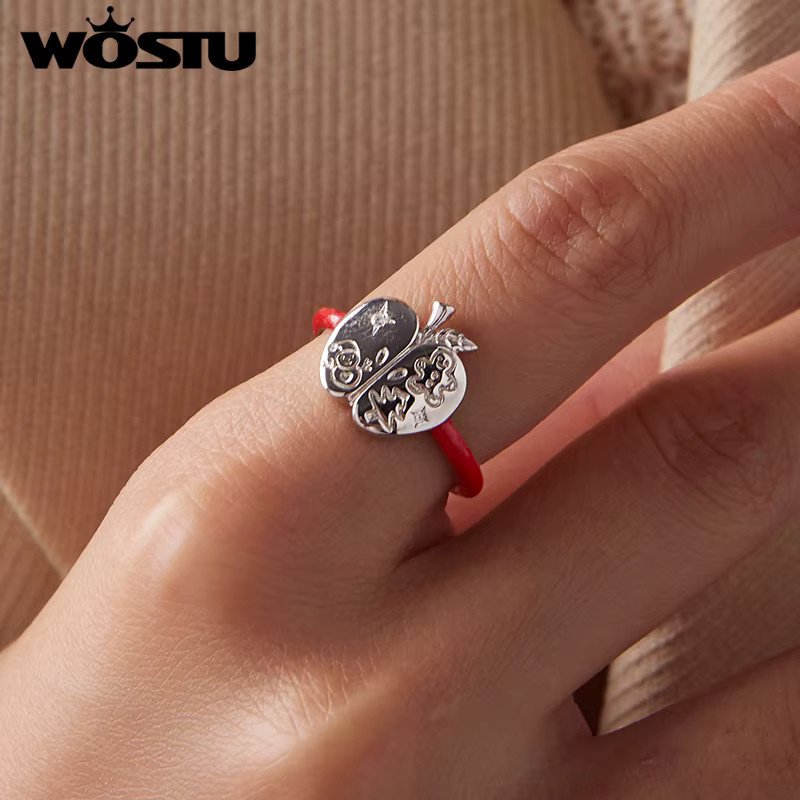 WOSTU Offener Ring, 925 Silber, Bicolor, Zirkonia, Damen - Bild 2