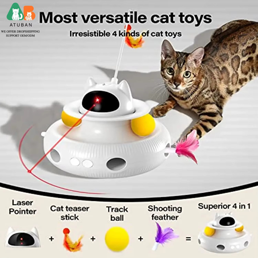 ATUBAN 4-in-1 Interaktives Katzenspielzeug, Federstab, mit USB-Aufladung - Bild 2