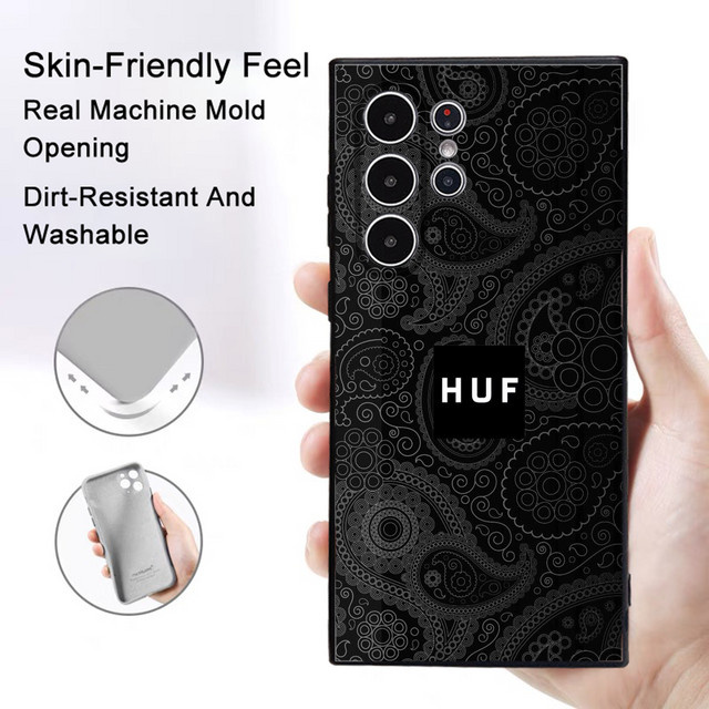 Fashion luvury H-HUF Handyhülle für Samsung Galaxy S25 S24 S23 S22 S21 S20 Plus 5G Frosted Non-Slip Soft Case in Schwarz - Bild 1