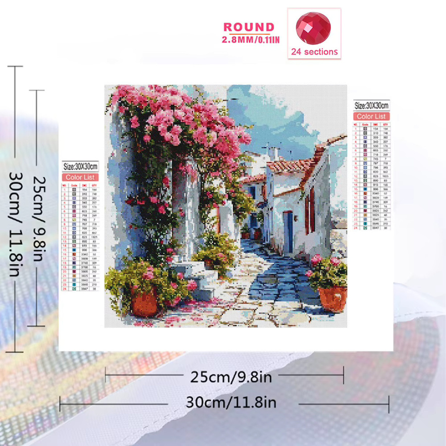 Momoart Diamant-Mosaik Straßenlandschaft Bild als DIY Kunst-Set mit bunten Strass-Steinen, B/B/H: 20 x 20 x 20 cm - Bild 2