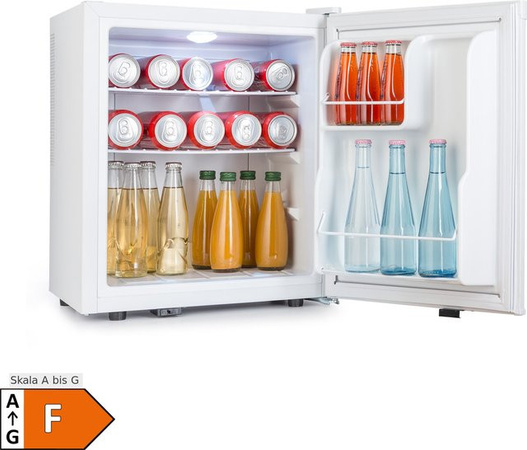 Klarstein Happy Hour 38 Mini-Kühlschrank Minibar in Weiß mit 38 Litern Fassungsvermögen und 26 dB Betriebsgeräusch
