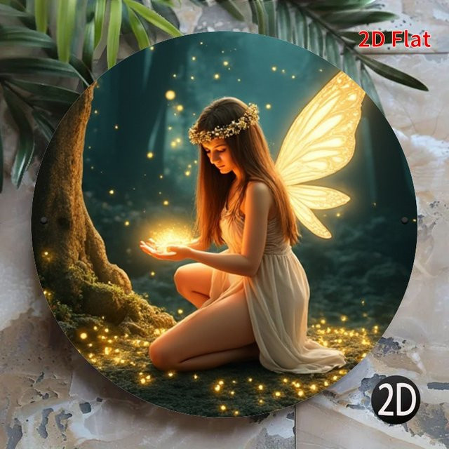 Rundes Metallschild HELLOYOUNG Enchanted Forest Elf in Multicolour, Durchmesser: 20 cm - Bild 1