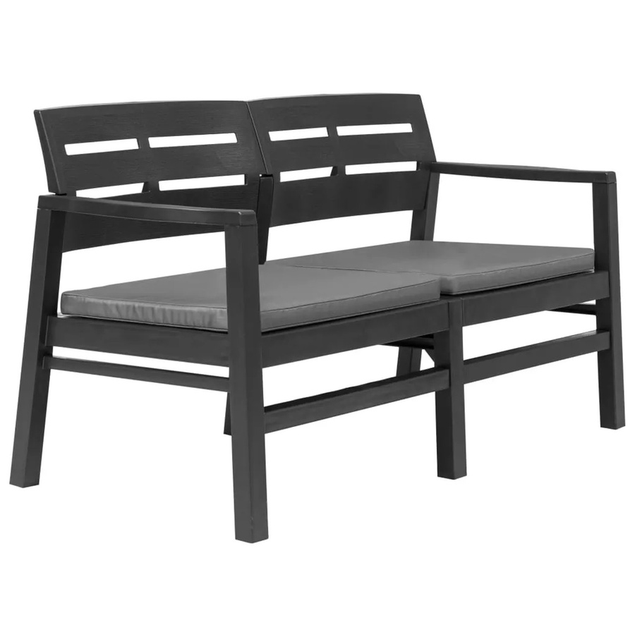 vidaXL 2-Sitzer-Gartenbank aus Kunststoff mit Kissen in Anthrazit, Breite: 133 cm - Bild 2