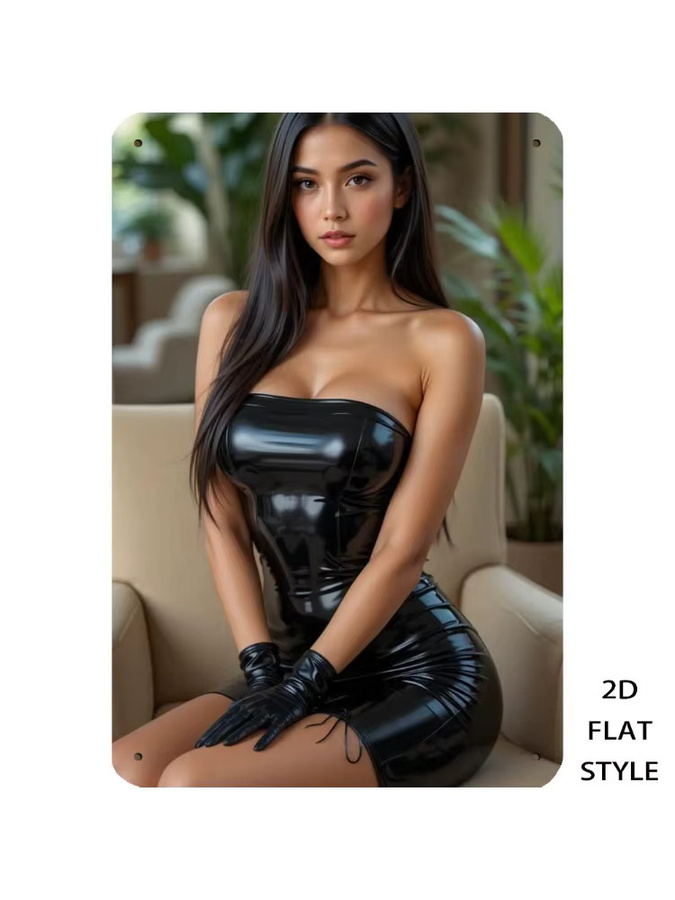 HELLOYOUNG Iron Woman Wandkunst aus Metall in Schwarz mit Lederoptik als 2D Flache Dekoration für Innen und Außen - Bild 5