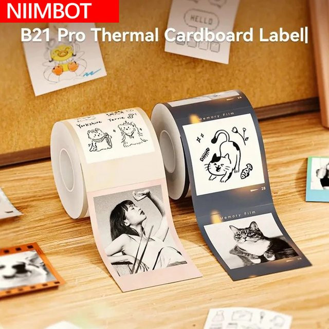 Niimbot Thermo-Fotokartonpapier für B21 Pro Drucker, selbstklebende Fotopapieretiketten in Weiß - Bild 1