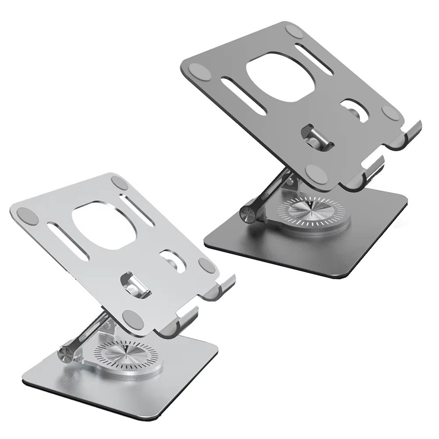 Faltbarer Handyhalter und Tablet-Riser in Schwarz oder Silber, 360 Grad drehbar und höhenverstellbar, rutschfest, passend für 4,7 bis 12 Zoll - Bild 3