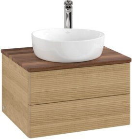 V&B Waschtischunterschrank Antao mit Frontstruktur und Beleuchtung in Eiche Honig, B/T/H: 60 x 36 x 50 cm - Bild 1