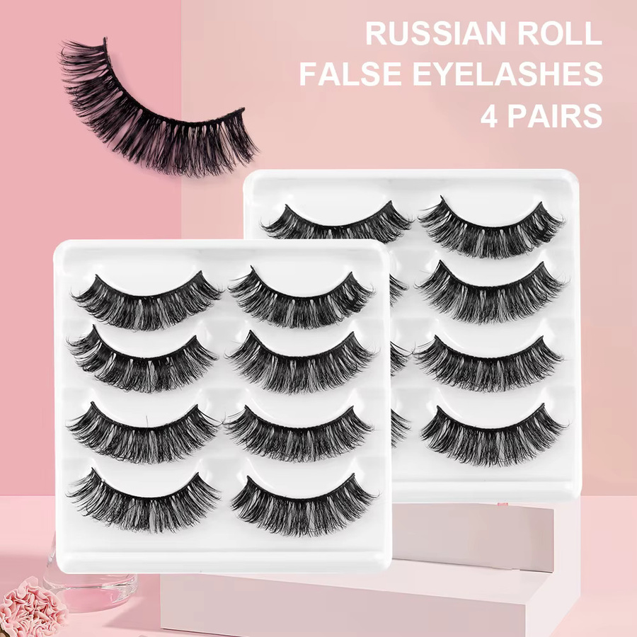 JIEFUXIN Künstliche Wimpern, 4 Paar, Natürlich, Unisex - Bild 4