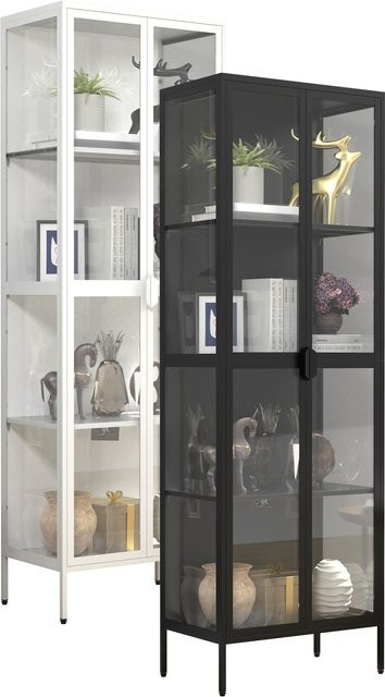 VCM Glasvitrine Floka XXL als Standvitrine mit ESG-Sicherheitsglas und Drehtüren, H x B x T: 180 x 60 x 35 cm - Bild 1