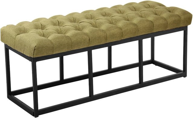 DELUKE Sitzbank MEXICO Polsterbank aus Stoff in Grün, B/T/H: 120 x 38 x 46 cm - Bild 1
