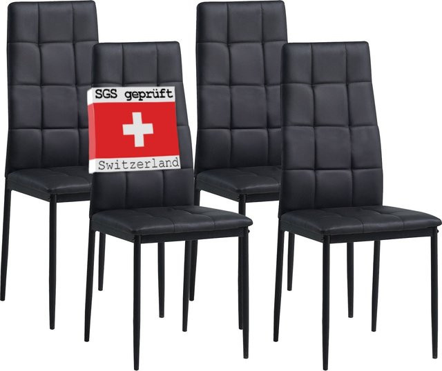 Albatros Esszimmerstühle RIMINI 4er Set, Schwarz, Polsterstühle mit Kunstleder-Bezug im modernen Design - Bild 1