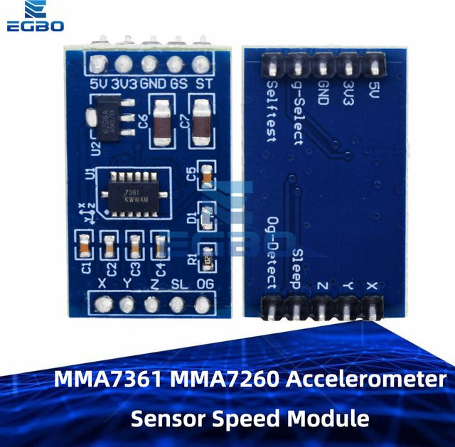 EGBO Beschleunigungsmesser-Sensor-Geschwindigkeitsmodul MMA7361/MMA7260 in Blau, kompatibel für Arduino, 3,3 V/5 V - Bild 1