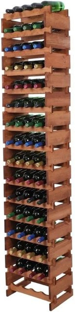 PROREGAL Weinregal VINOTECA FLEX aus massivem Kiefernholz, Braun geölt, Platz für 64 Flaschen auf 16 Ebenen, H x B x T: 219 x 46 x 28 cm - Bild 1