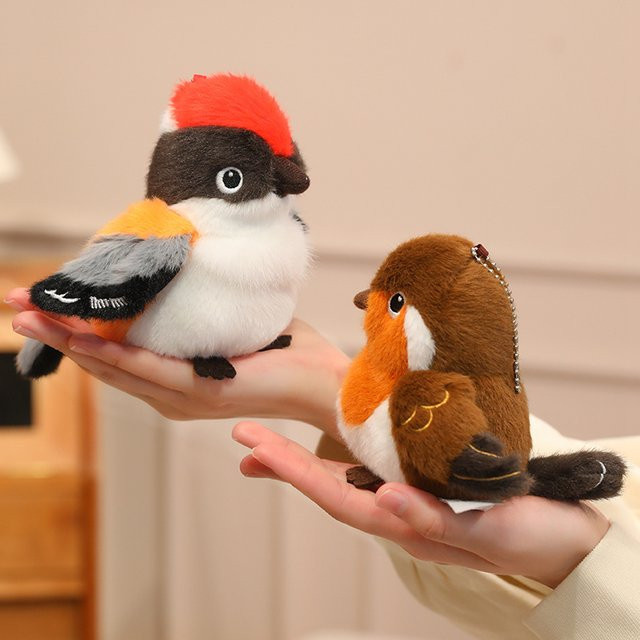 Kawaii Vogel Plüsch-Anhänger Schlüsselanhänger, Papagei mit Vogelnest, 14cm - Bild 1
