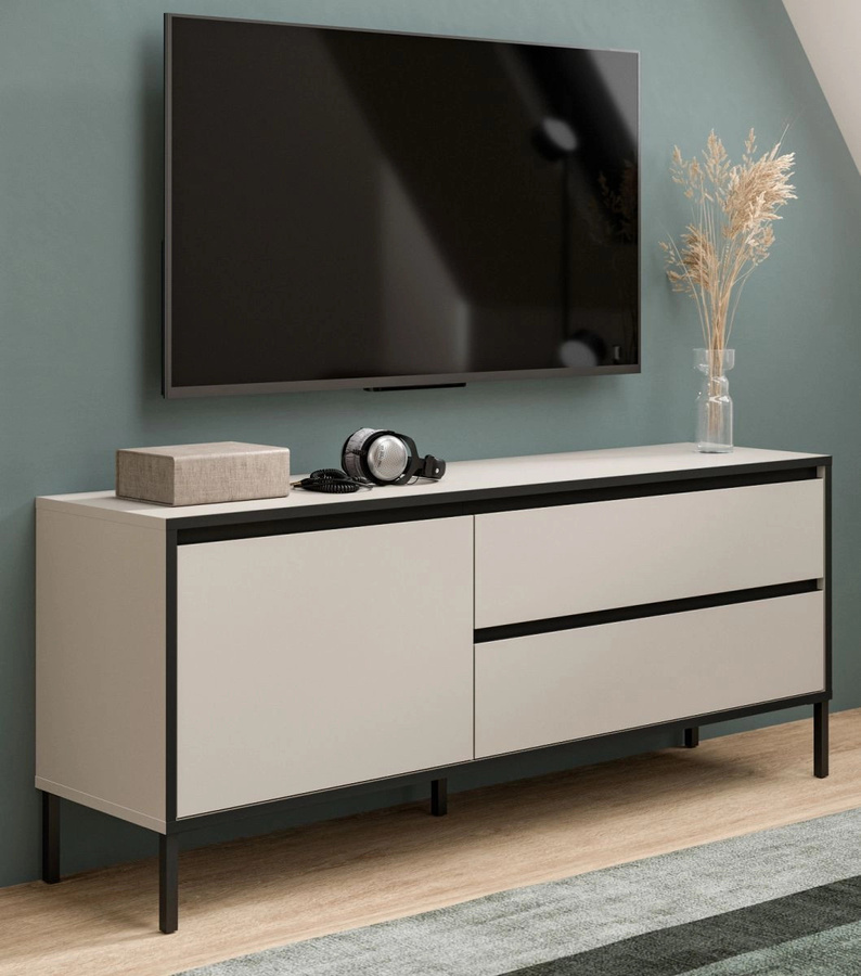 Inn.Furn TV-Lowboard Torello modern in Beige und Schwarz B: 150 cm, H: 62 cm, T: 38 cm - Bild 1