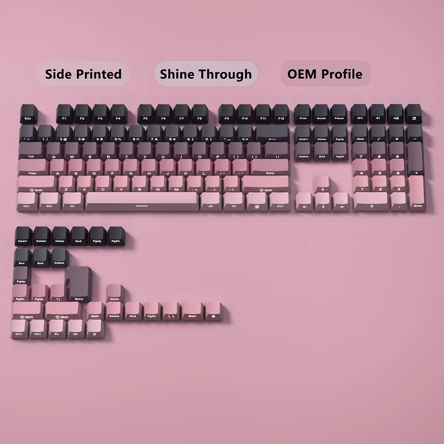 TROVANCO Gradient Tastenkappen Set, seitlich bedruckt und durchscheinend, PBT Double Shot, OEM-Profil für MX-Schalter, Multicolour und White, 130+ Tastenkappen - Bild 2