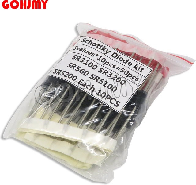 GOHJMY Schottky-Dioden-Sortiment-Kit, 50 Stück, Schwarz, SR3100 SR3200 SR5100 SR5200 SR560 - Bild 1