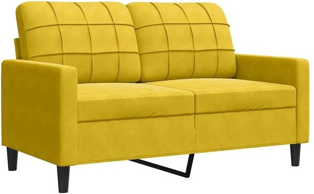 vidaXL 2-Sitzer-Sofa in Gelb aus Samt mit Metallrahmen und Armlehnen - Bild 1