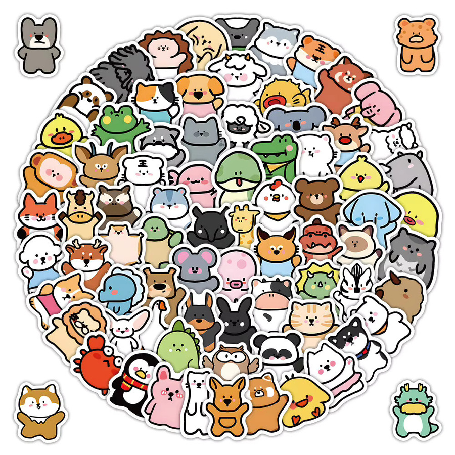 100 Stück wasserfeste Tier-Graffiti-Aufkleber mit niedlichen Motiven in Multicolour von AnimeWorlds Store - Bild 2