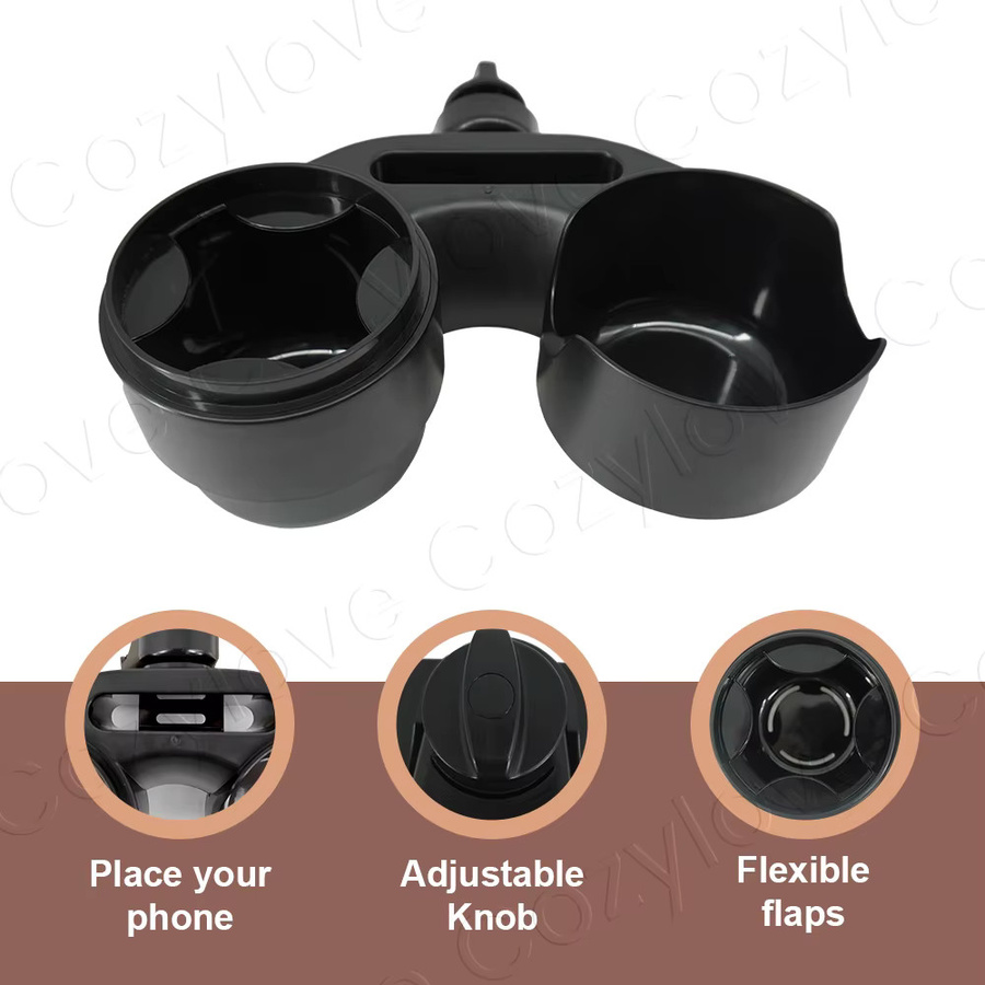 momo&dudu 2-in-1 Snack-Tablett für Kinderwagen mit Getränkehalter und rutschfester Oberfläche in Schwarz - Bild 4